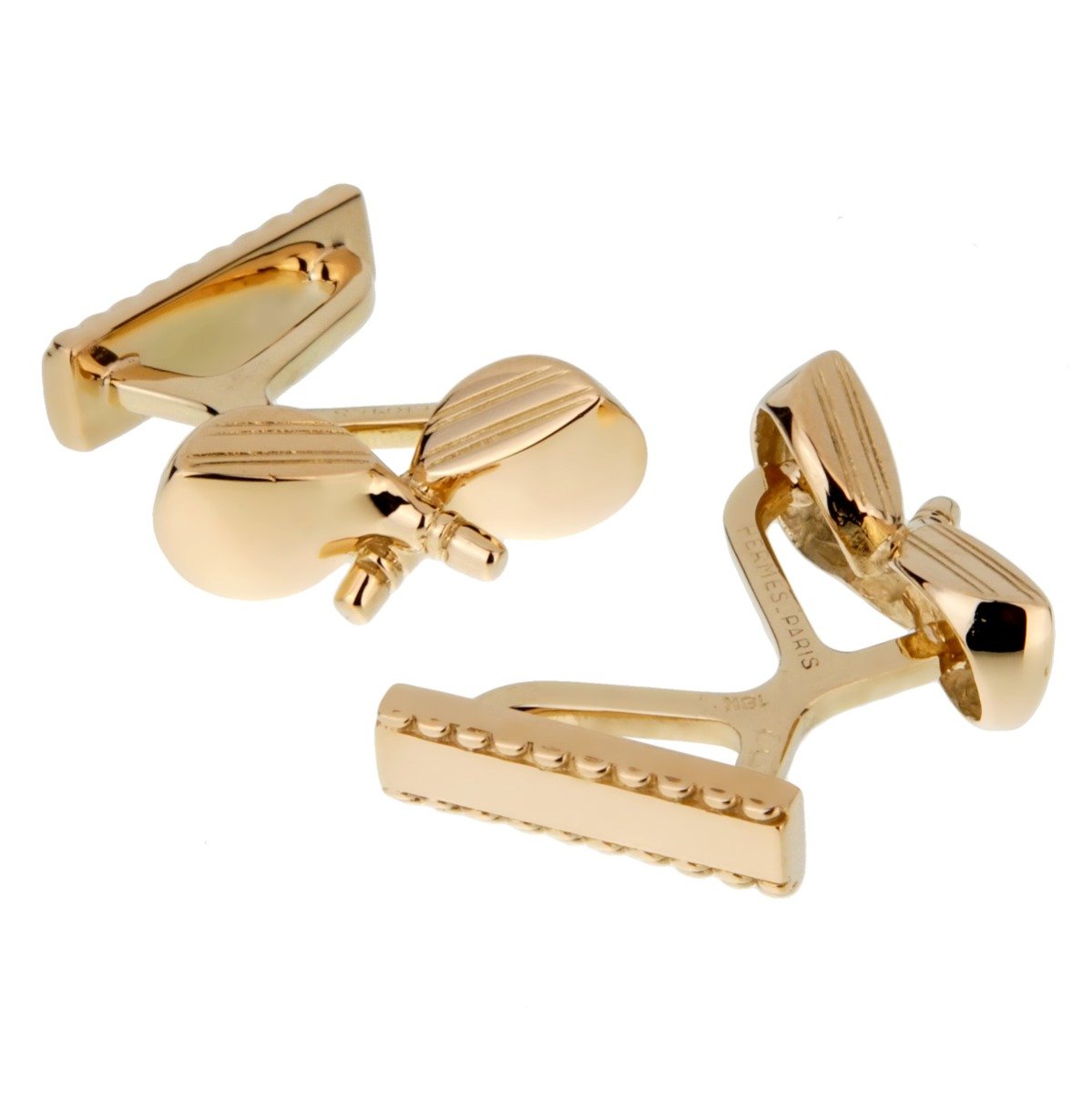 Hermes 18k Yellow Gold Golf Club Cufflinks