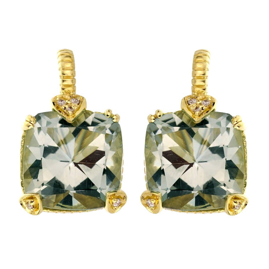 Judith Ripka Diamond & Quartz Yellow Gold Earrings