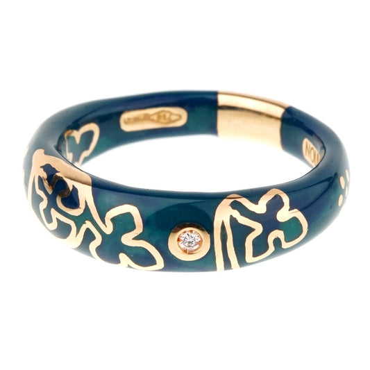 La Nouvelle Bague Blue Enamel Rose Gold Diamond Ring