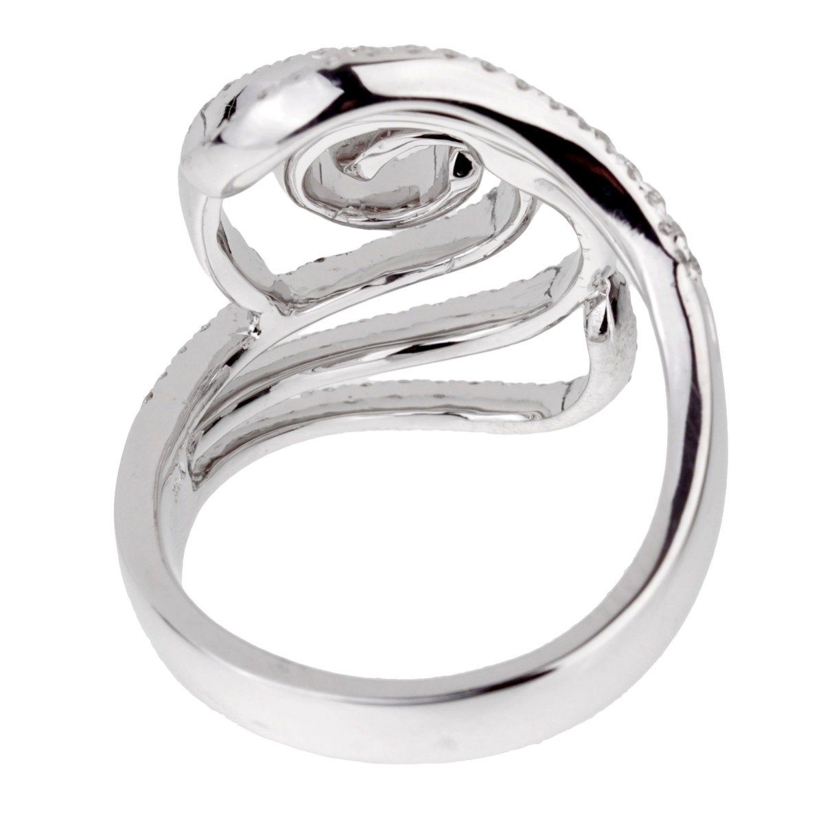 Ladies White Gold Diamond Swirl Cocktail Ring Sz 6 1/4