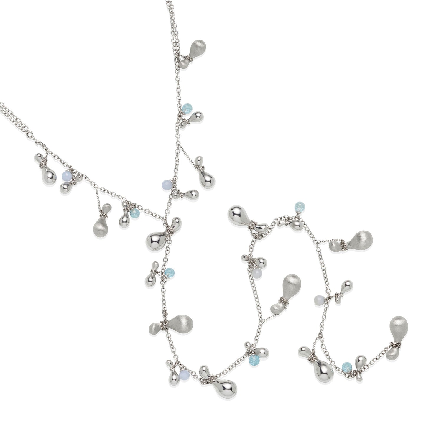 Laurentia Topaz Chalcedony White Gold Drop Necklace