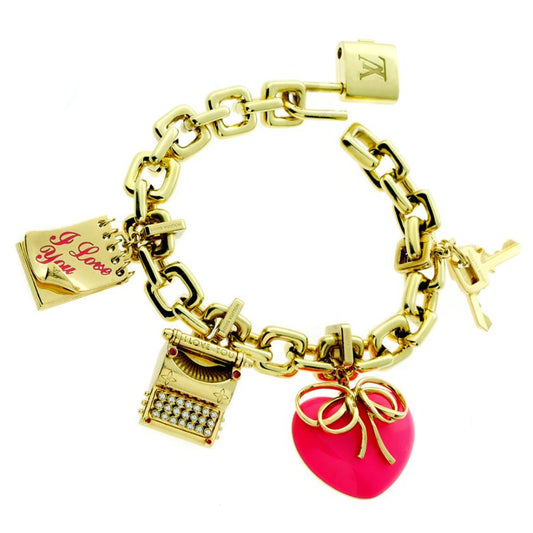 Louis Vuitton Charm Padlock Diamond Gold Bracelet