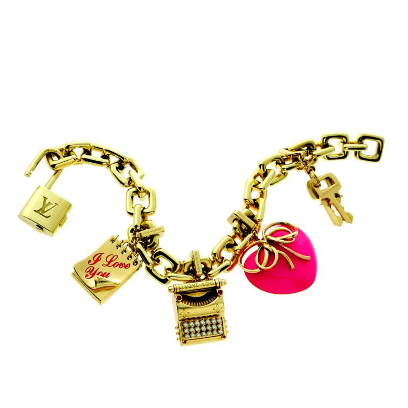Louis Vuitton Charm Padlock Diamond Gold Bracelet