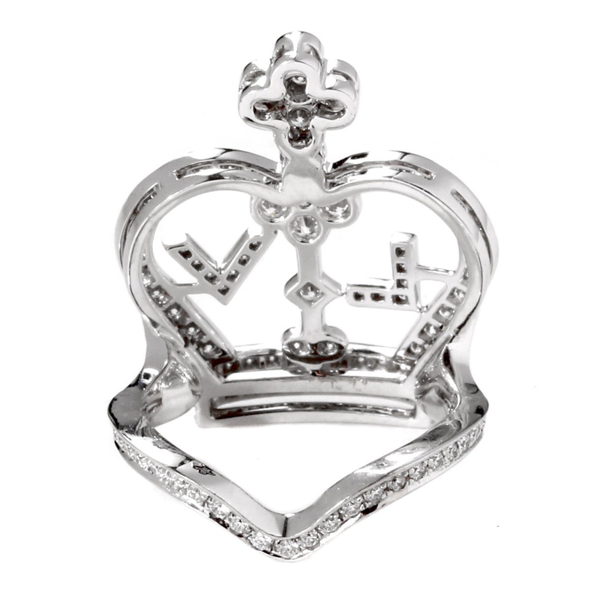 Louis Vuitton Diamond Crown 18k White Gold Cocktail Ring