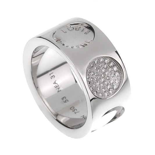 Louis Vuitton Diamond Empreinte Large White Gold Diamond Band Ring