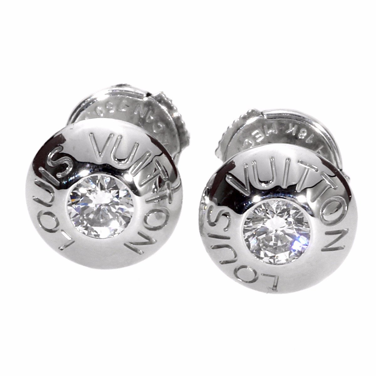 Louis Vuitton Diamond Stud White Gold Earrings