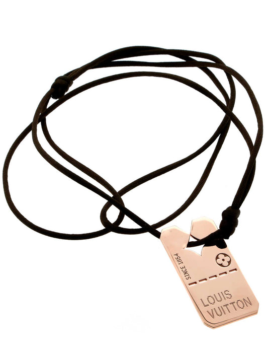 Louis Vuitton Dog Tag 18k Rose Gold Pendant Necklace