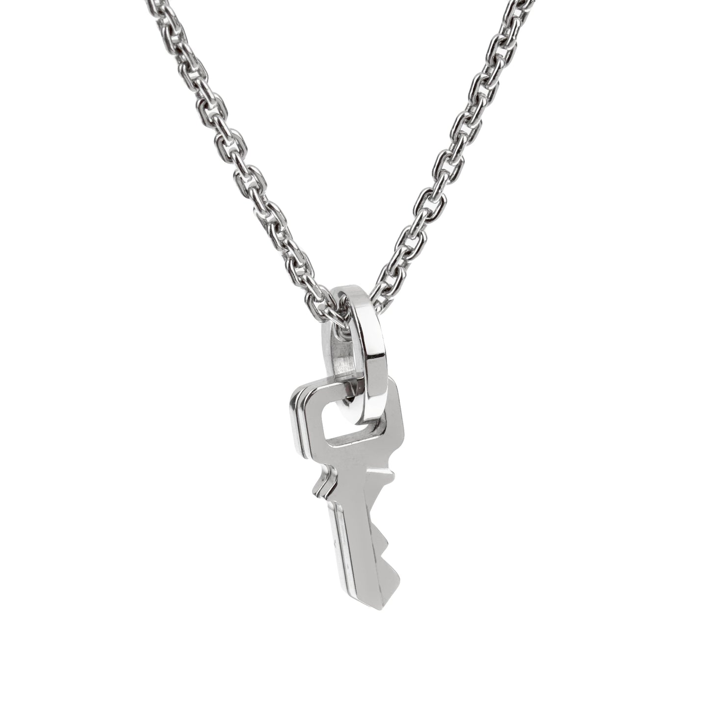 Louis Vuitton Lock it Double Key White Gold Pendant Necklace