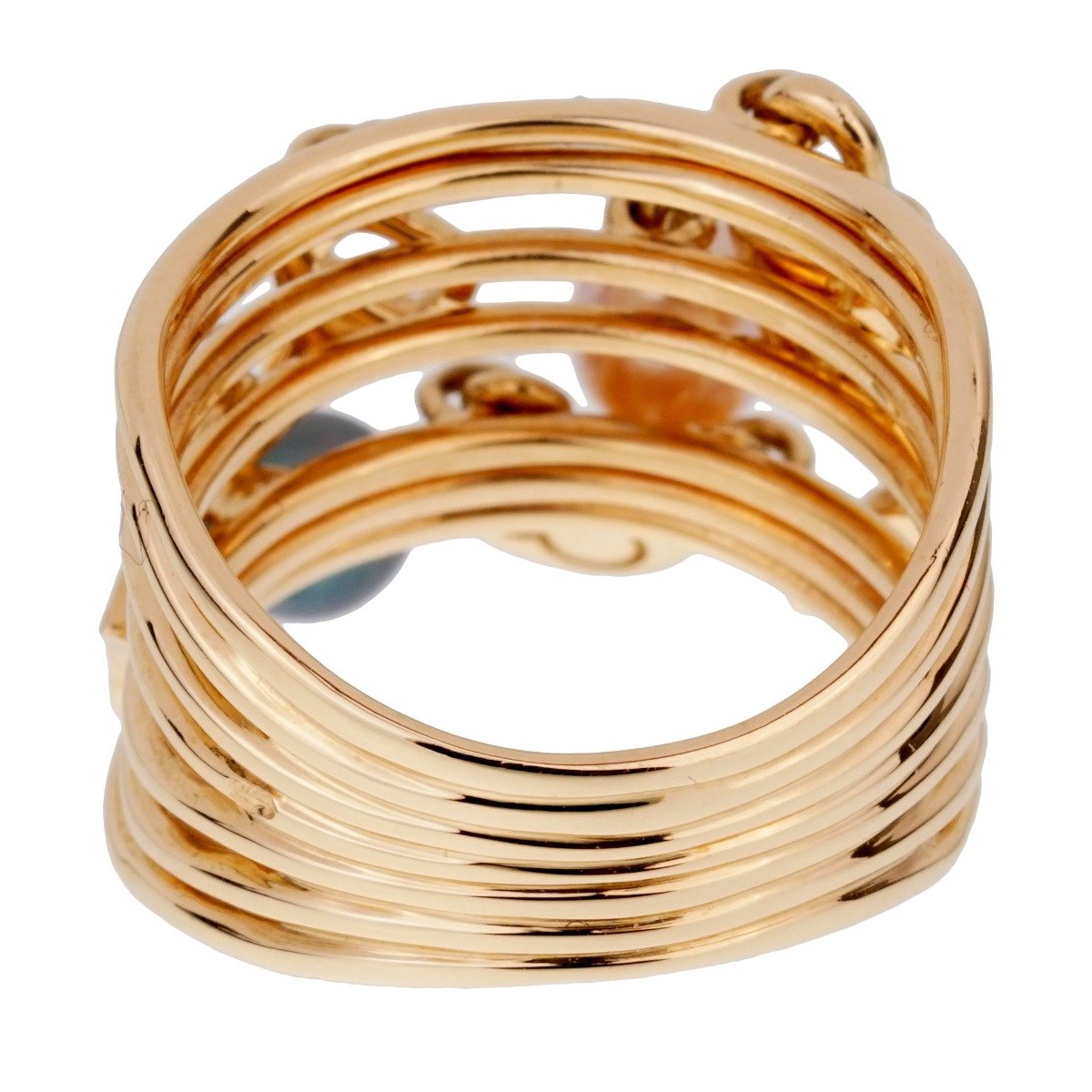 Louis Vuitton Monogram Pearl Cocktail Yellow Gold Ring Sz 6 1/2