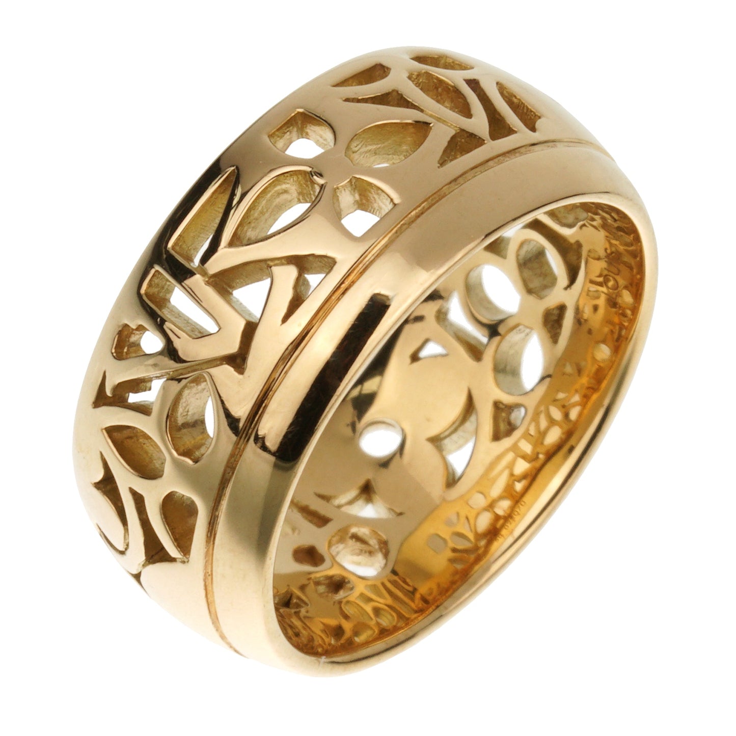 Louis Vuitton Monogram Yellow Gold Cocktail Band Ring Sz 5