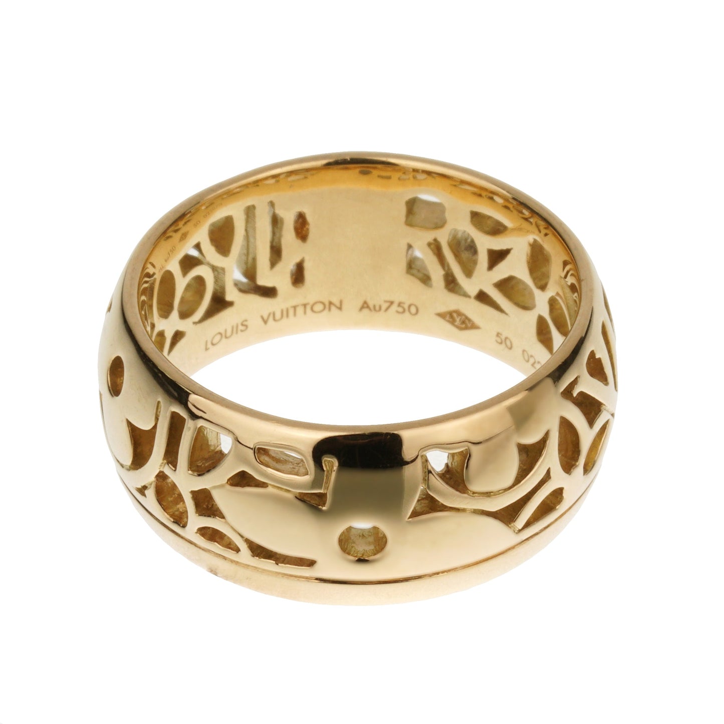 Louis Vuitton Monogram Yellow Gold Cocktail Band Ring Sz 5