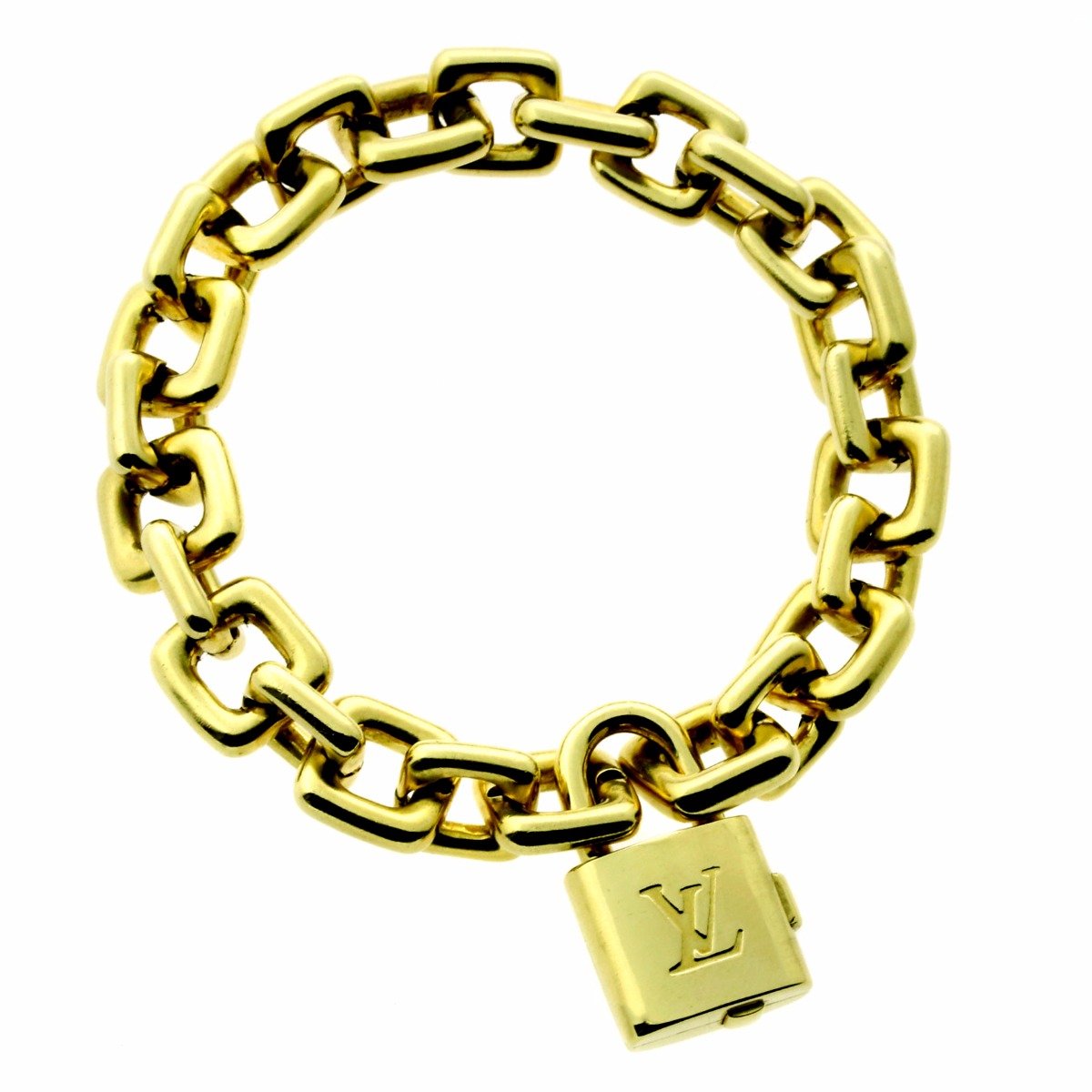 Louis Vuitton Padlock Charm Gold Bracelet