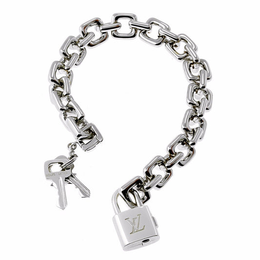 Louis Vuitton Padlock Charm White Gold Bracelet