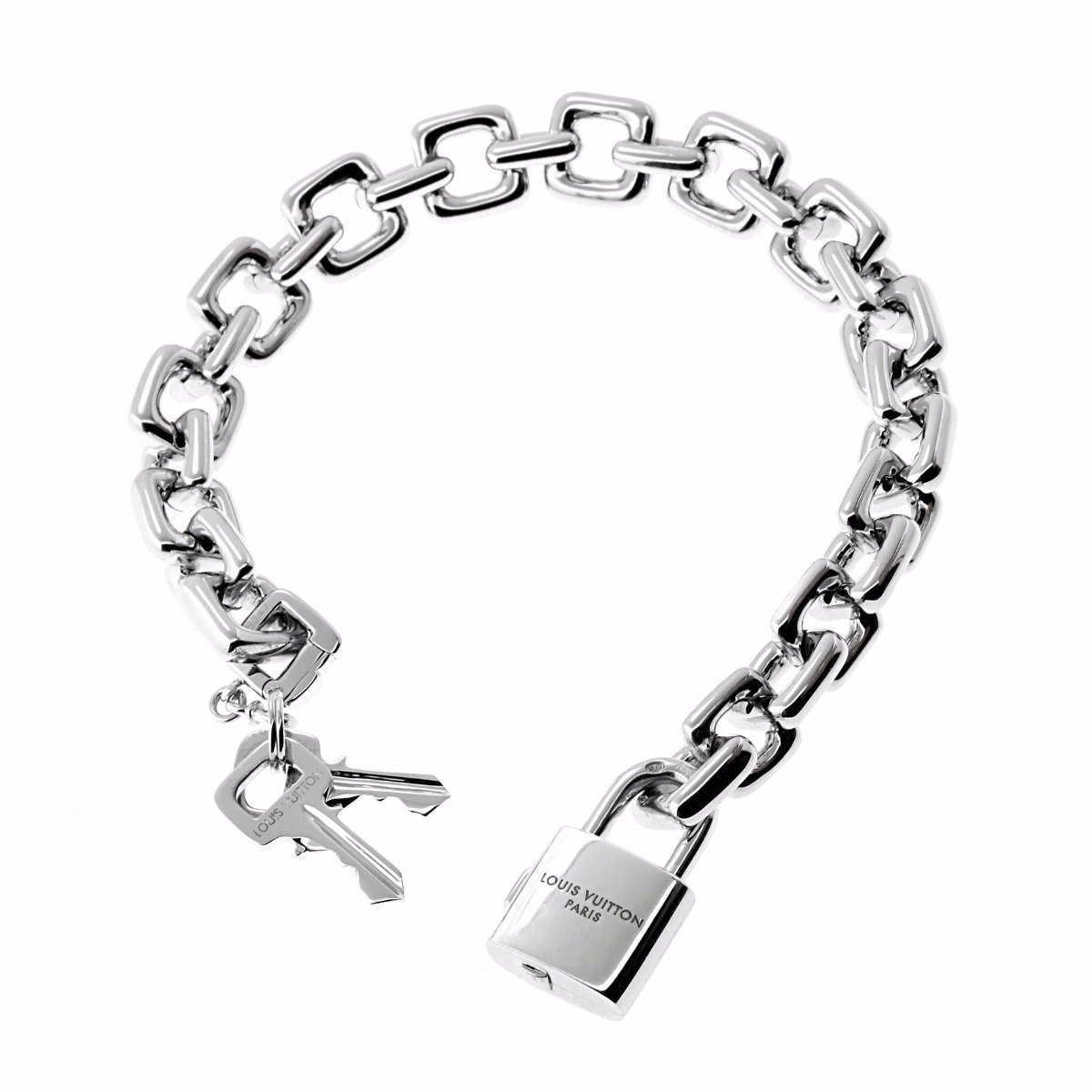 Louis Vuitton Padlock Charm White Gold Bracelet
