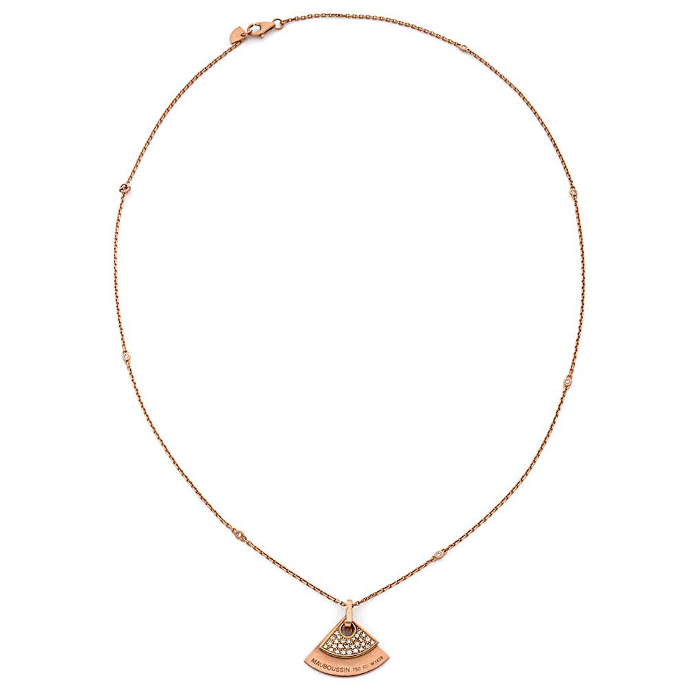 Mauboussin Rose Gold Diamond Fan Pendant Necklace
