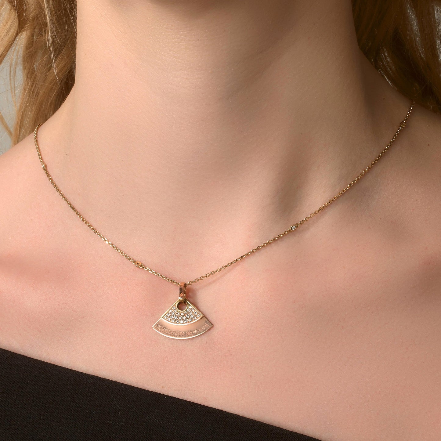 Mauboussin Rose Gold Diamond Fan Pendant Necklace