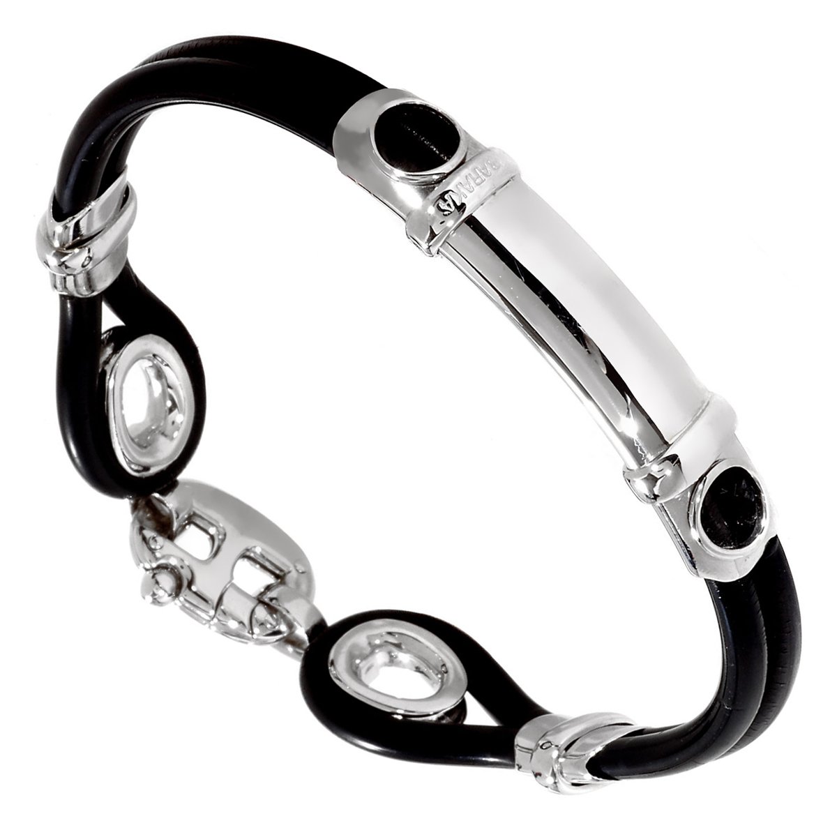 Mens Baraka White Gold Rubber Bracelet