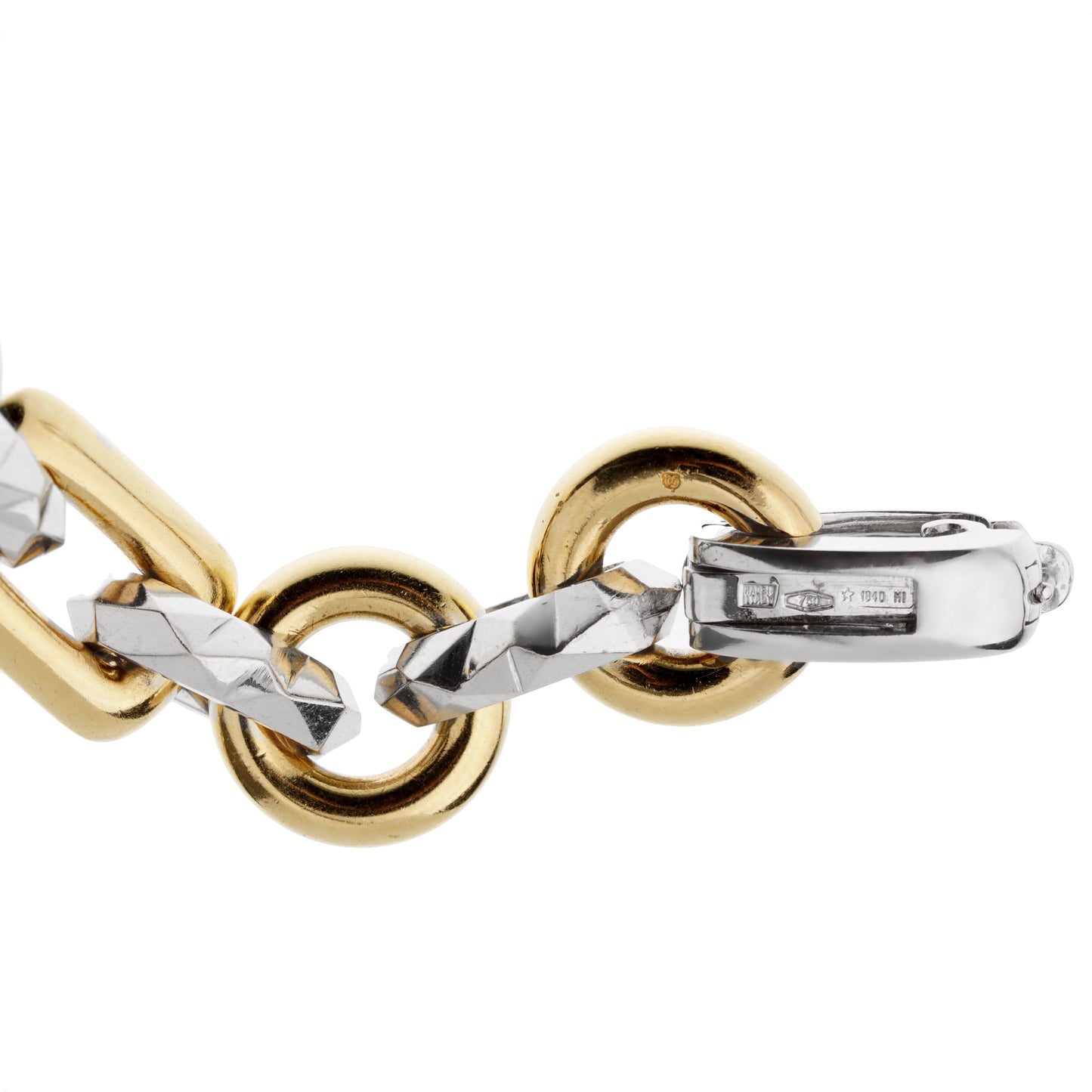 Mikimoto Diamond Faceted White Yellow Gold Charm Bracelet
