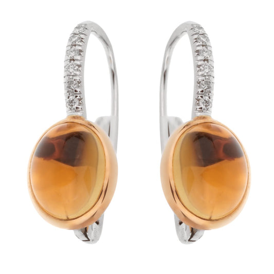 Mimi Milano Citrine Diamond 18k White Gold Drop Earrings