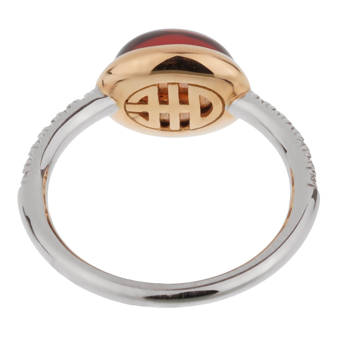 Mimi Milano Garnet Diamond White Gold Ring Sz 7 1/2