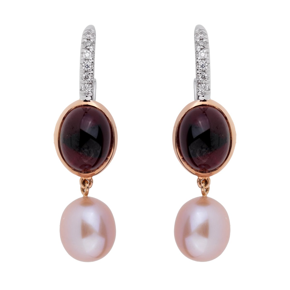 Mimi Milano Garnet Pearl Diamond 18k Rose Gold Earrings