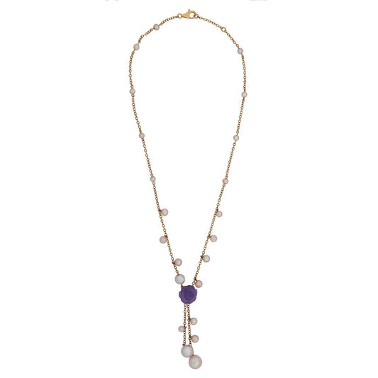 Mimi Milano Lavender Jade Pearl 18k Rose Gold Necklace