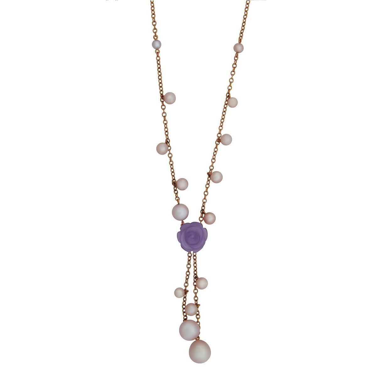 Mimi Milano Lavender Jade Pearl 18k Rose Gold Necklace
