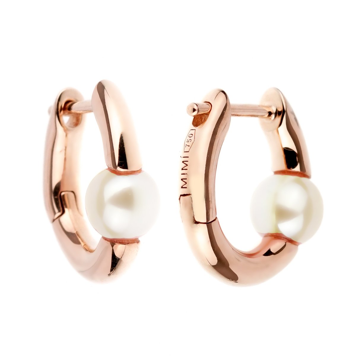 Mimi Milano Pearl Gold Hoop Earrings