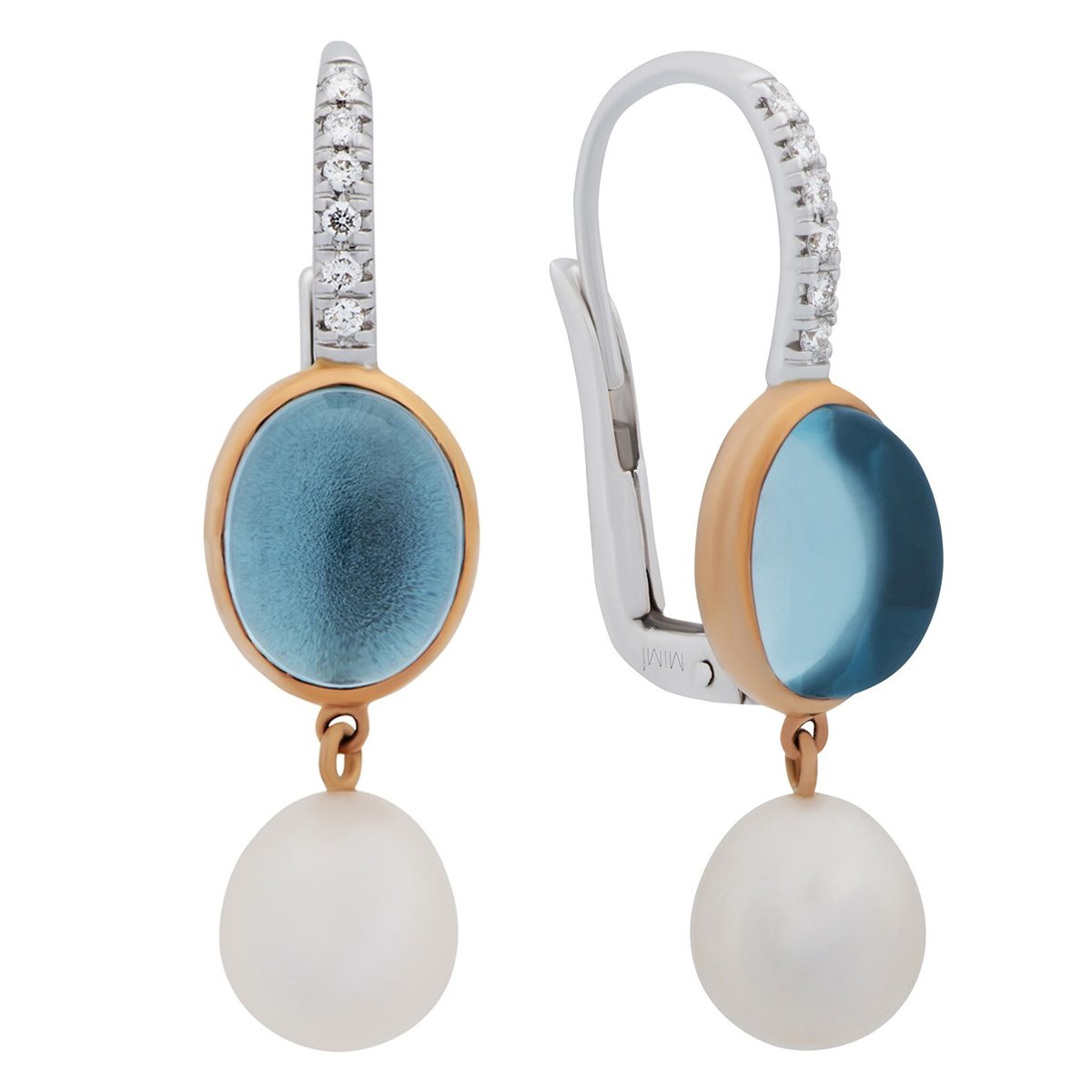 Mimi Milano Topaz Pearl Diamond 18k Gold Earrings