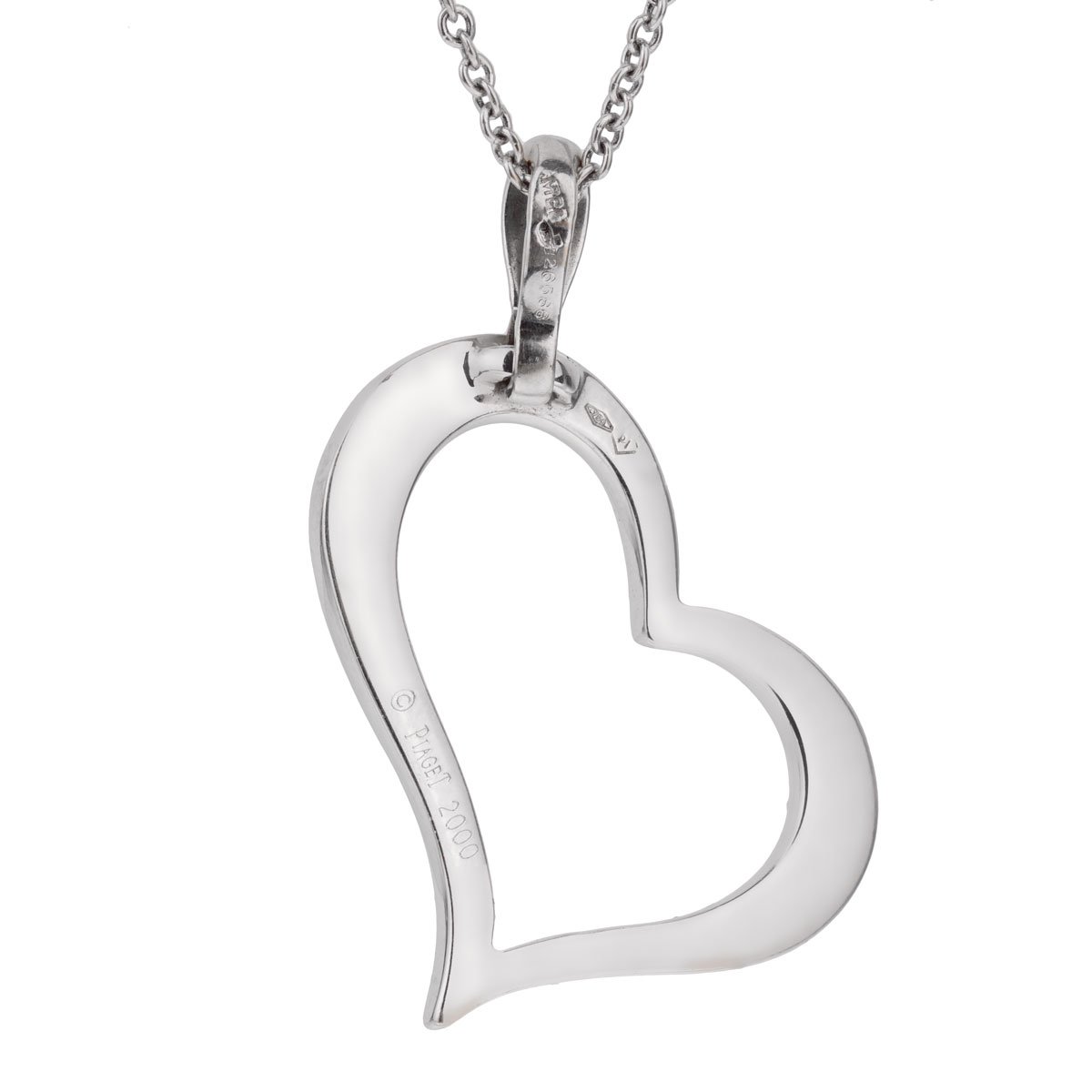 Piaget Pave Diamond Heart 18k White Gold Pendant Necklace