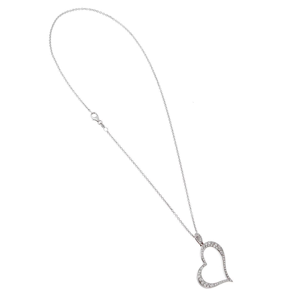 Piaget Pave Diamond Heart 18k White Gold Pendant Necklace