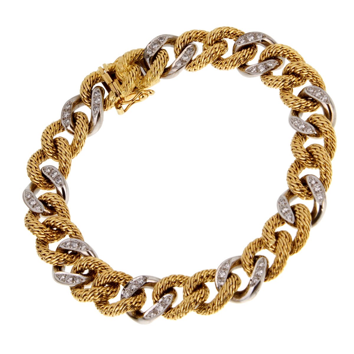 Piaget Diamond 18k Yellow Gold Vintage Chain Link Bracelet