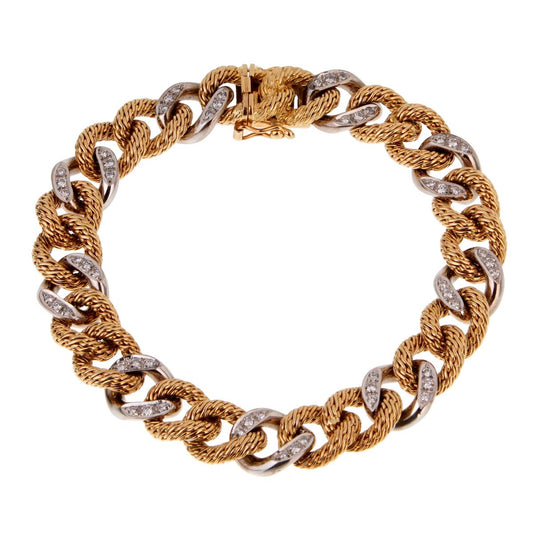 Piaget Diamond 18k Yellow Gold Vintage Chain Link Bracelet