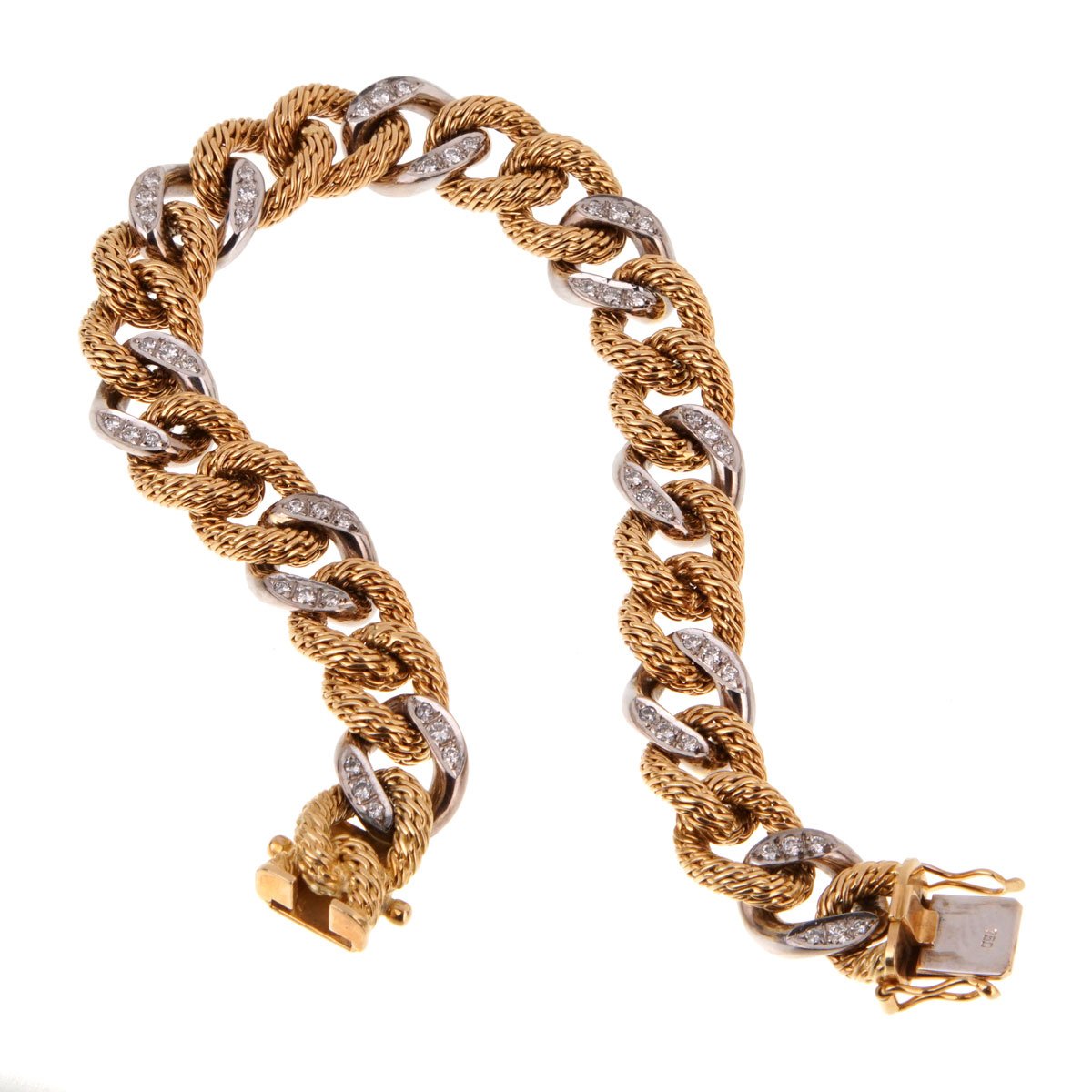 Piaget Diamond 18k Yellow Gold Vintage Chain Link Bracelet