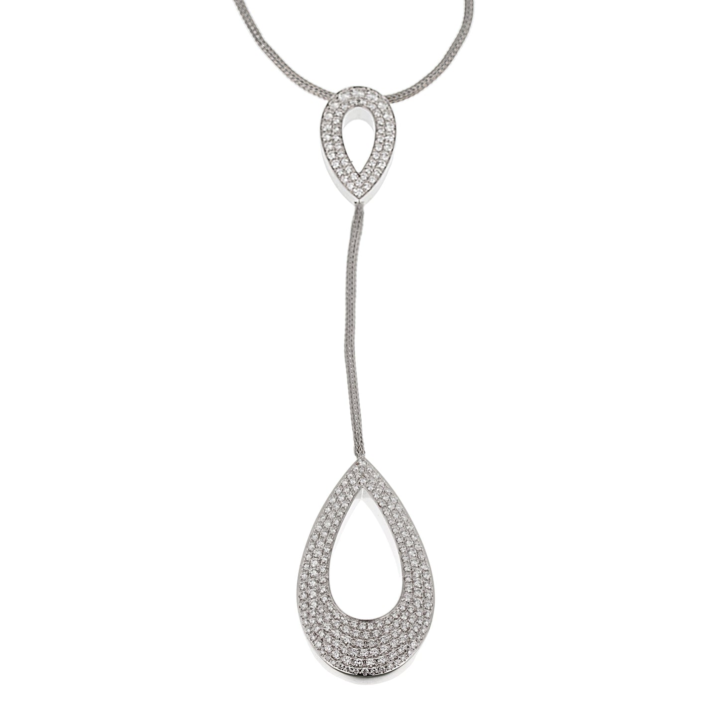 Piaget Pear Shaped Lariat Diamond 18k White Gold Necklace