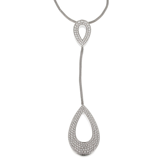 Piaget Pear Shaped Lariat Diamond 18k White Gold Necklace
