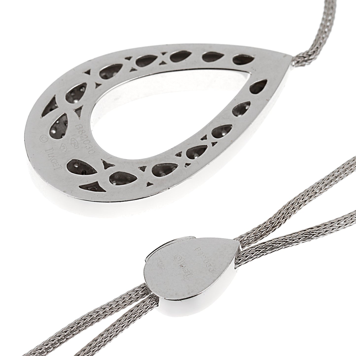 Piaget Pear Shaped Lariat Diamond 18k White Gold Necklace