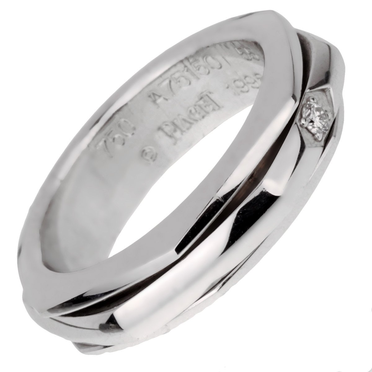 Piaget Possession Turning Hexagon Diamond 18k White Gold Band Ring Sz 7