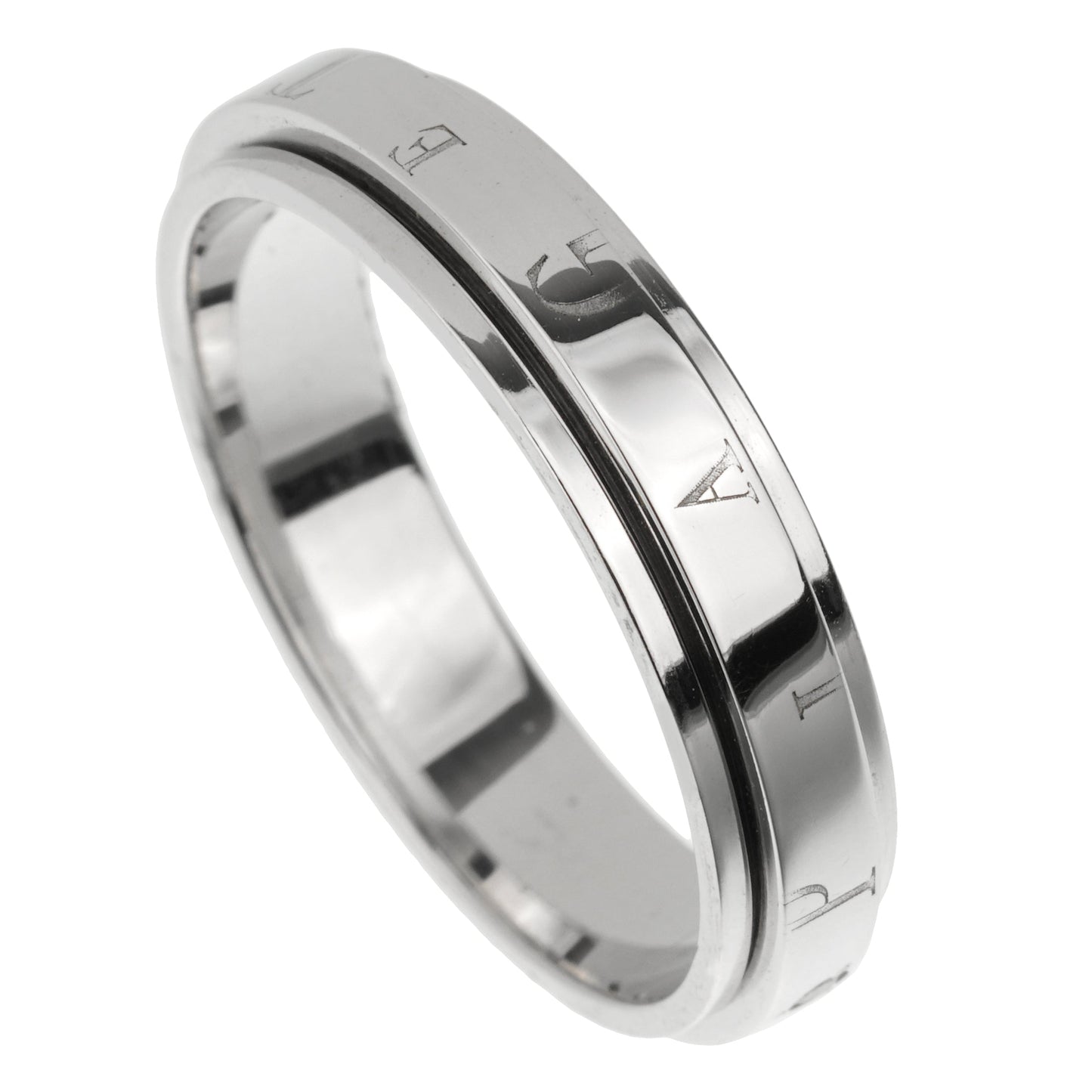 Piaget Possession Logo Diamond 18k White Gold Spinning Ring Sz 9