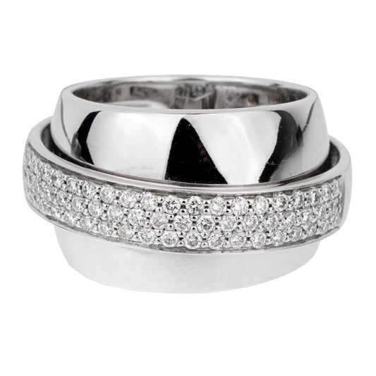 Piaget Possession Pave Diamond 18k White Gold Ring Sz 5 3/4