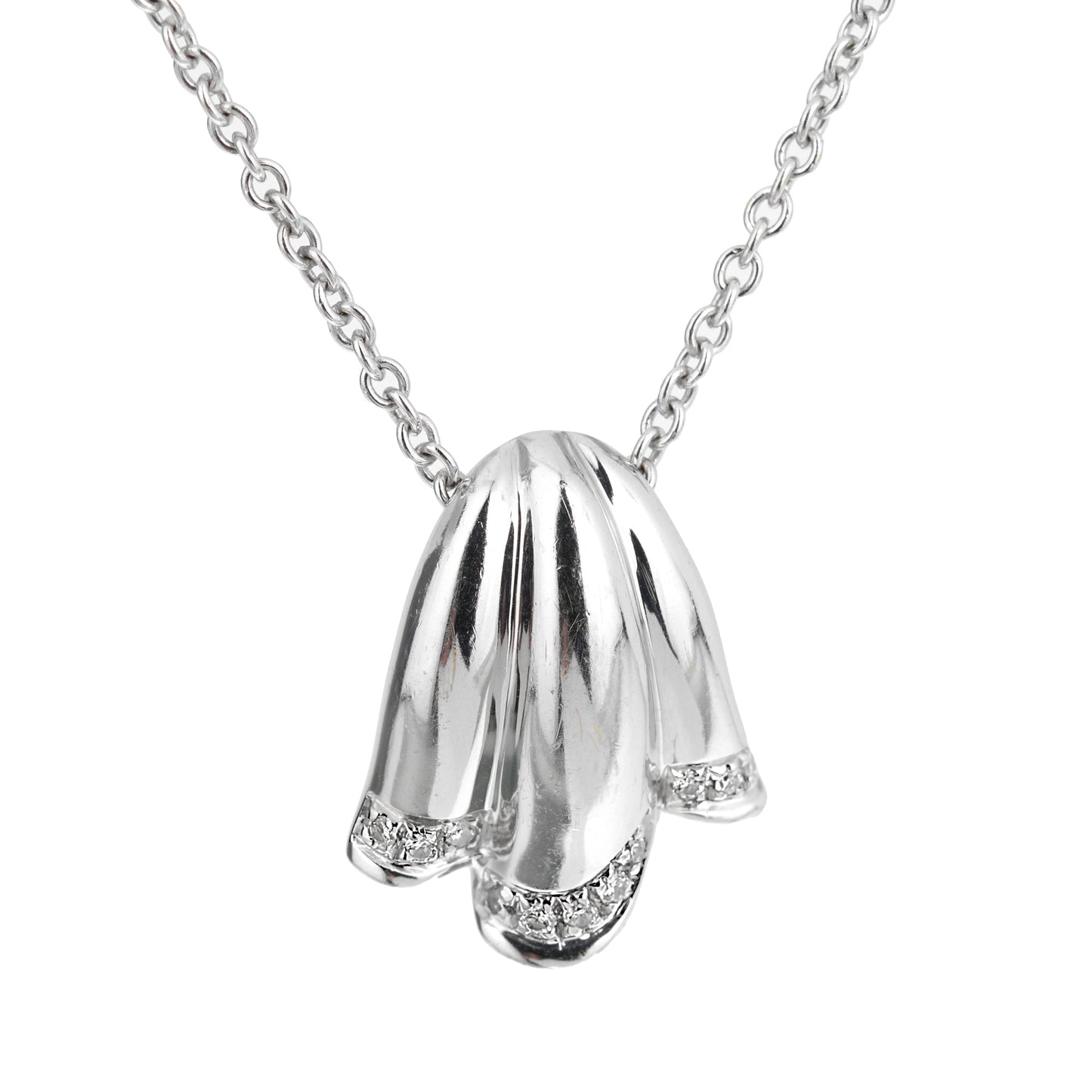 Piaget Vintage Diamond Tulip 18k White Gold Pendant Necklace