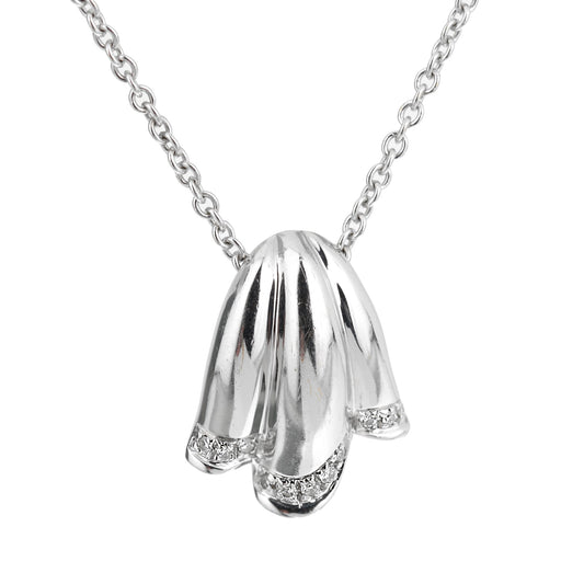Piaget Vintage Diamond Tulip 18k White Gold Pendant Necklace