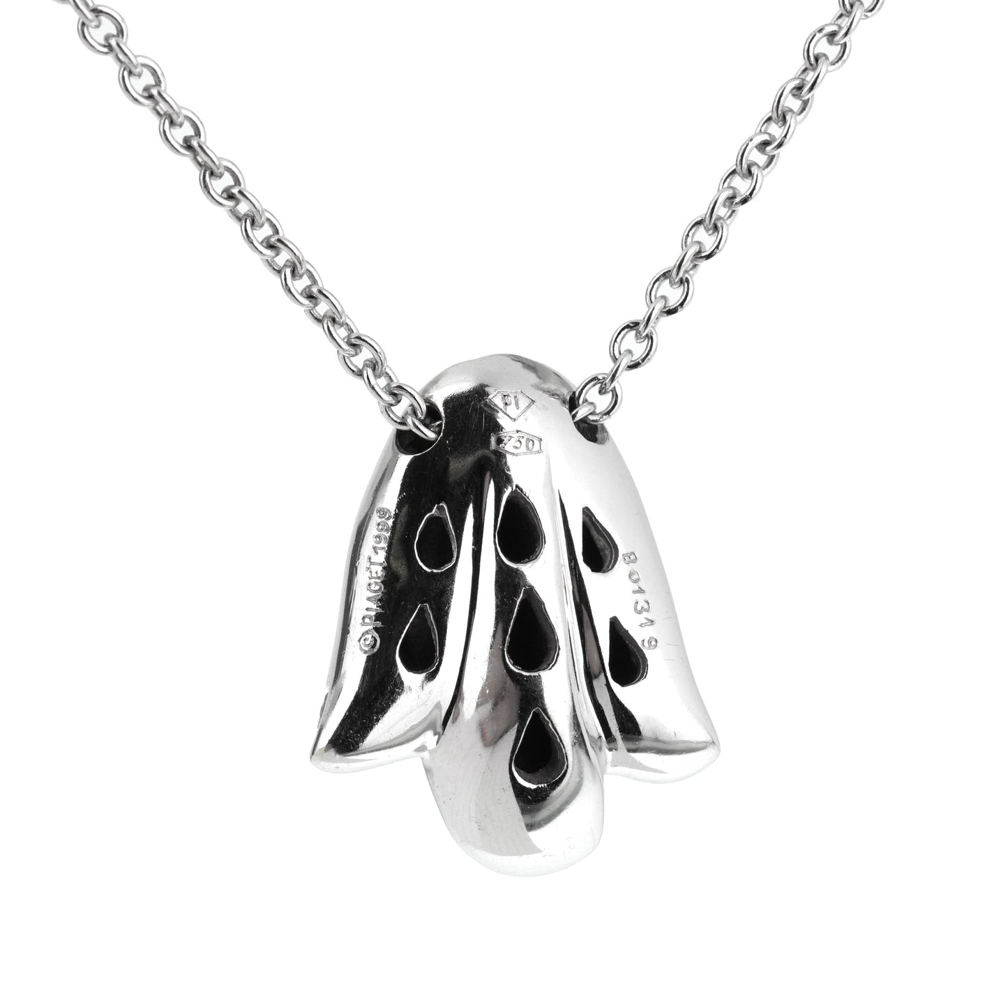 Piaget Vintage Diamond Tulip 18k White Gold Pendant Necklace