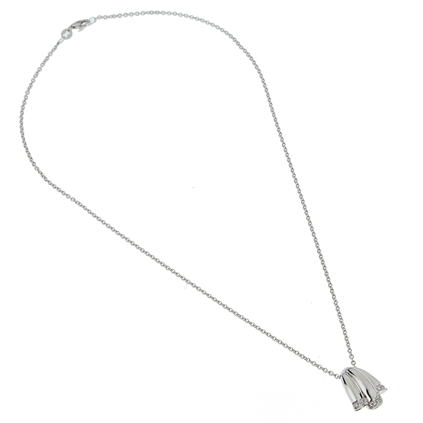 Piaget Vintage Diamond Tulip 18k White Gold Pendant Necklace