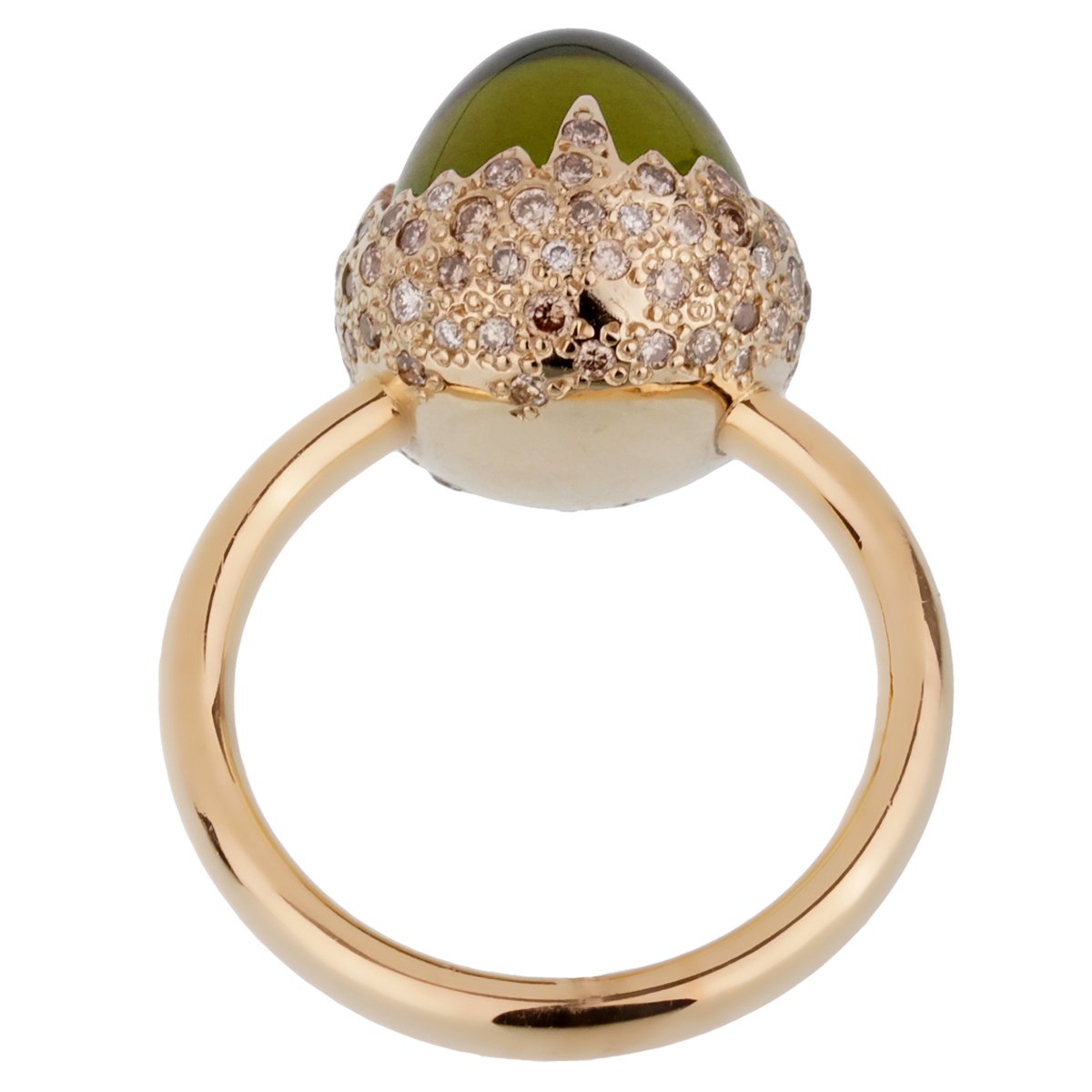Pomallato 6 Carat Peridot Diamond Rose Gold Ring Sz 5