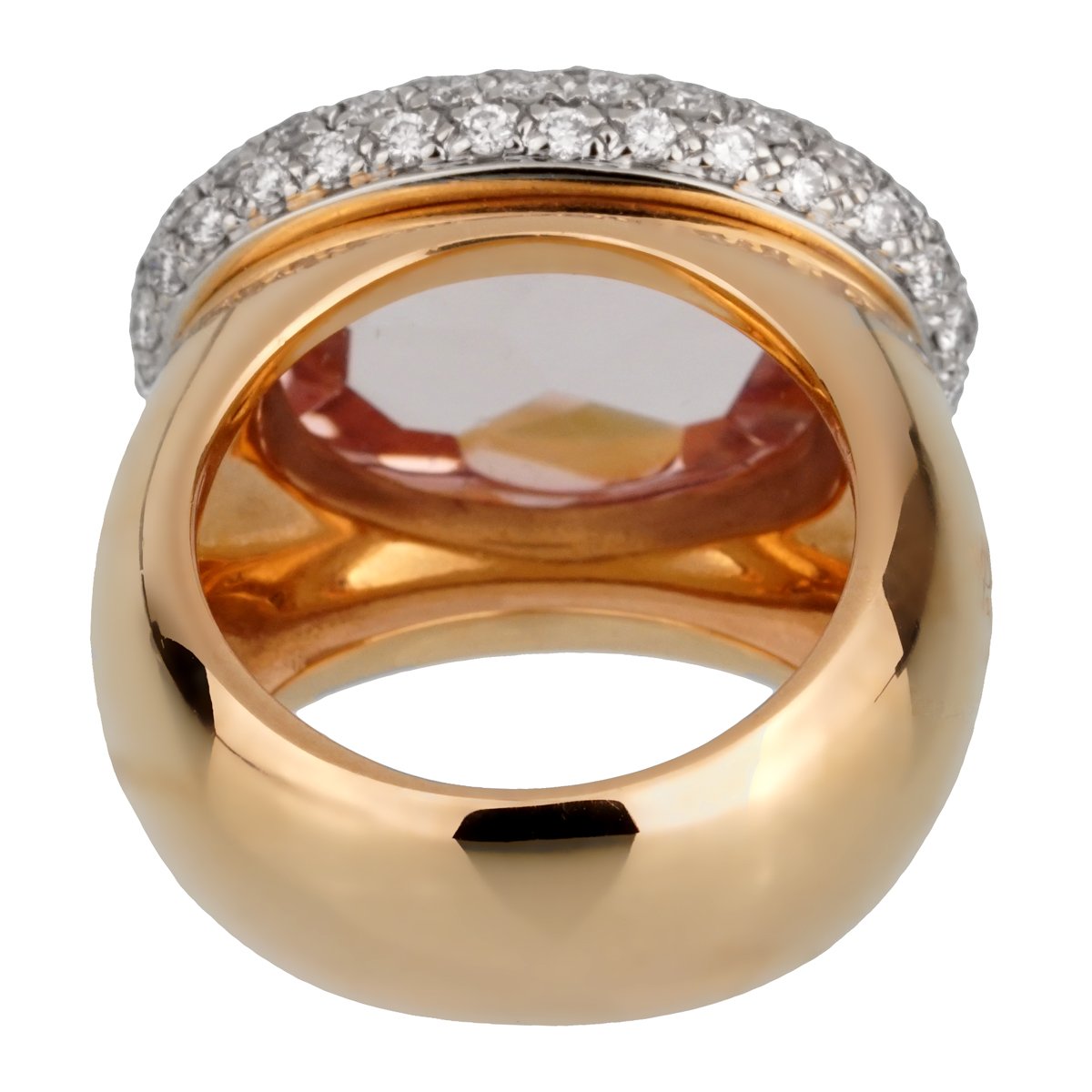 Pomellato 12.5 Carat Morganite Diamond Rose Cocktail Ring Sz 6.5
