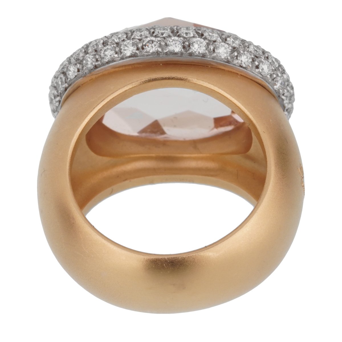 Pomellato 13 Carat Morganite Diamond Rose Cocktail Ring Sz 7
