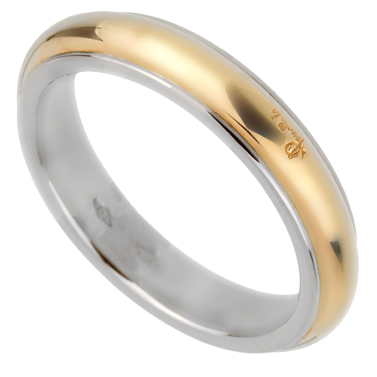 Pomellato 18 Karat White Yellow Band Ring Sz 6 3/4