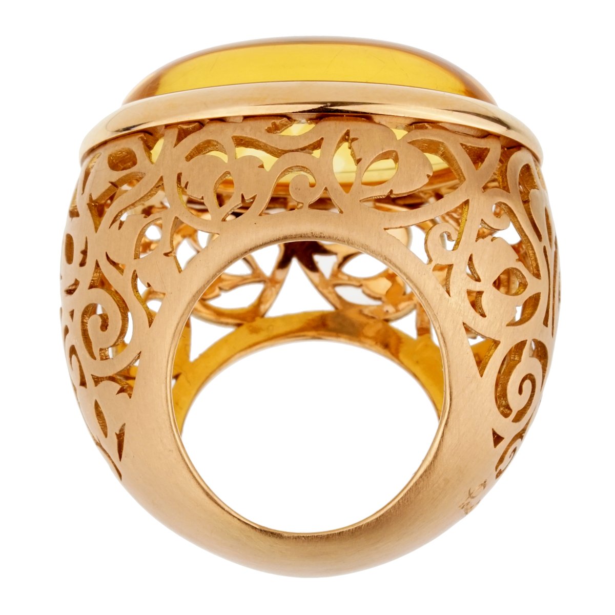 Pomellato 19.94 Carat Amber 18k Rose Gold Cocktail Ring Sz 5 3/4