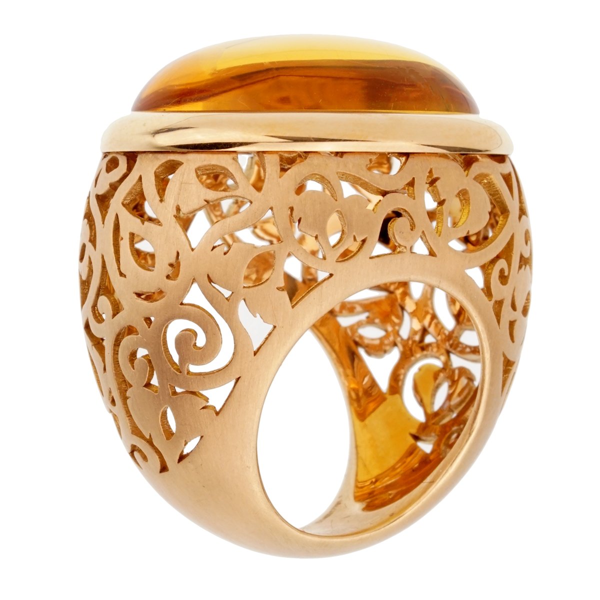 Pomellato 19.94 Carat Amber 18k Rose Gold Cocktail Ring Sz 5 3/4